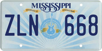 MS license plate ZLN668