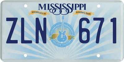 MS license plate ZLN671