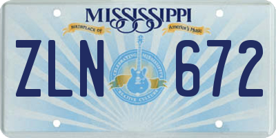 MS license plate ZLN672