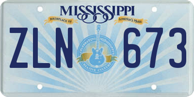 MS license plate ZLN673