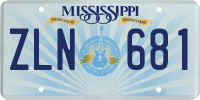 MS license plate ZLN681