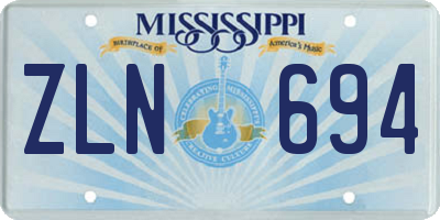 MS license plate ZLN694