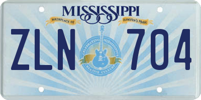 MS license plate ZLN704