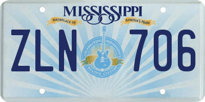 MS license plate ZLN706