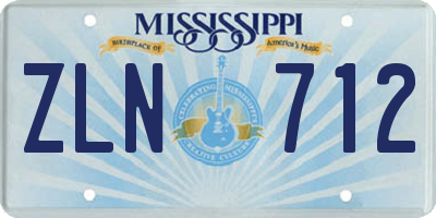 MS license plate ZLN712