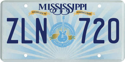 MS license plate ZLN720