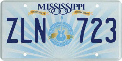 MS license plate ZLN723