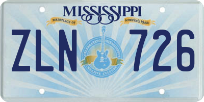MS license plate ZLN726