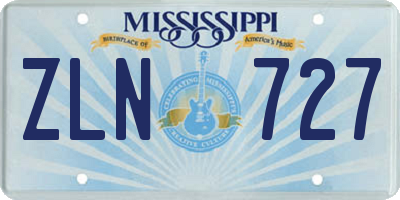 MS license plate ZLN727