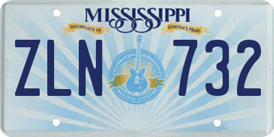 MS license plate ZLN732