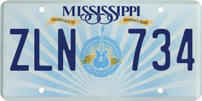 MS license plate ZLN734