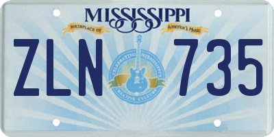 MS license plate ZLN735