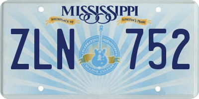 MS license plate ZLN752