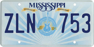 MS license plate ZLN753