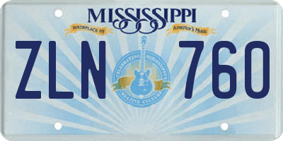MS license plate ZLN760