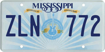 MS license plate ZLN772
