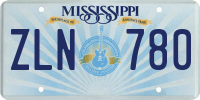 MS license plate ZLN780