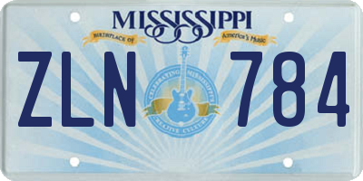 MS license plate ZLN784
