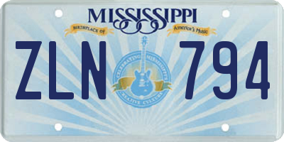 MS license plate ZLN794
