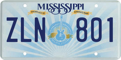 MS license plate ZLN801
