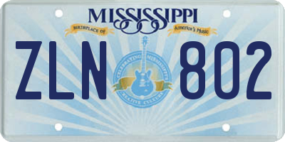 MS license plate ZLN802