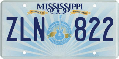 MS license plate ZLN822