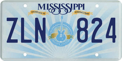 MS license plate ZLN824