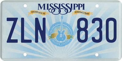 MS license plate ZLN830