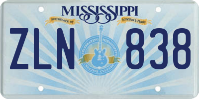 MS license plate ZLN838