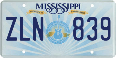 MS license plate ZLN839