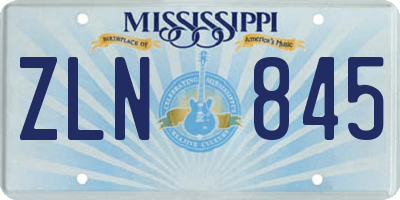 MS license plate ZLN845