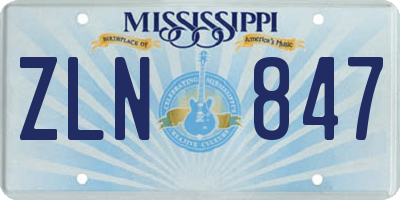 MS license plate ZLN847