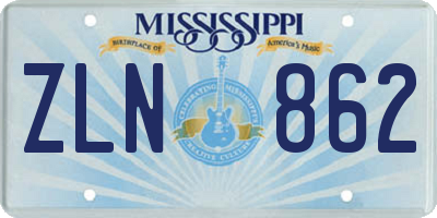 MS license plate ZLN862