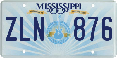 MS license plate ZLN876