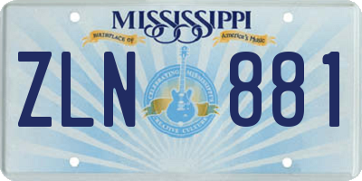MS license plate ZLN881