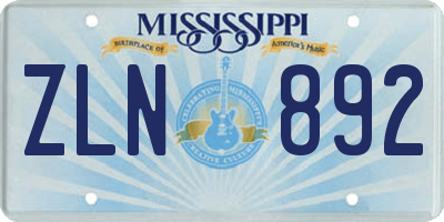 MS license plate ZLN892