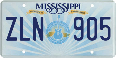 MS license plate ZLN905