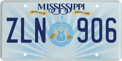 MS license plate ZLN906