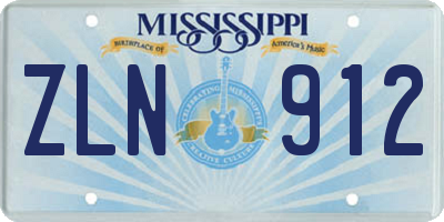MS license plate ZLN912