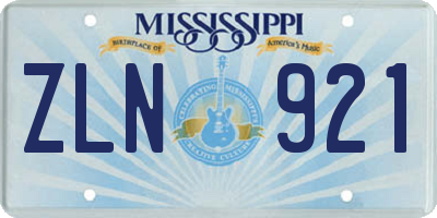 MS license plate ZLN921
