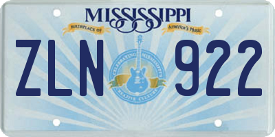 MS license plate ZLN922