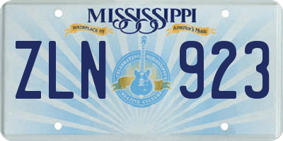 MS license plate ZLN923