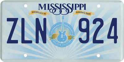 MS license plate ZLN924