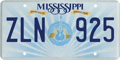 MS license plate ZLN925