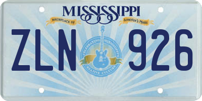 MS license plate ZLN926