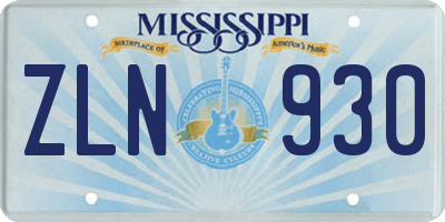 MS license plate ZLN930