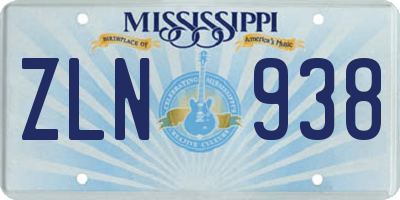 MS license plate ZLN938