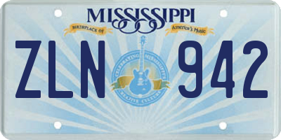 MS license plate ZLN942
