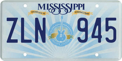 MS license plate ZLN945
