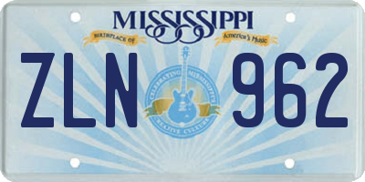 MS license plate ZLN962